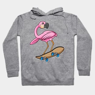 Flamingo as Skater with Skateboard Hoodie